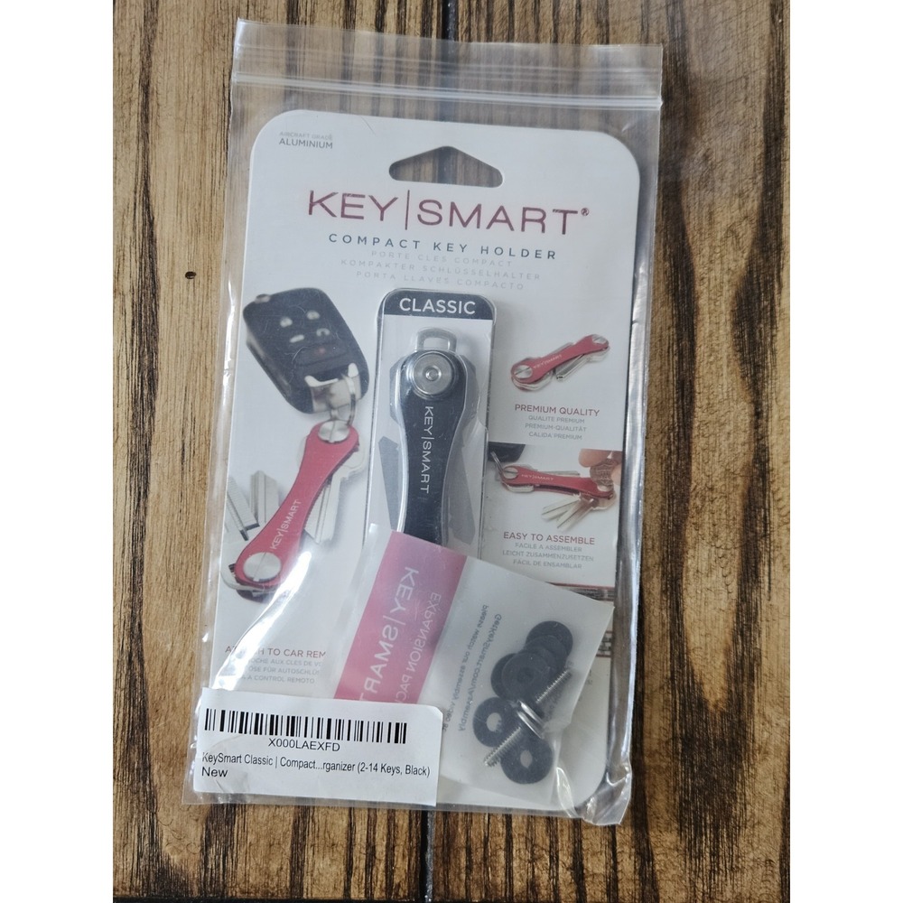 KeySmart Classic Compact Key Holder Black Aluminum Organizer w/ Expansion Pack